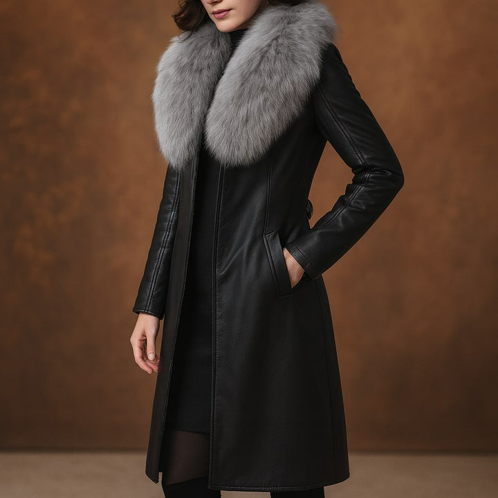 Vittoria Fur-Trim Leather Coat