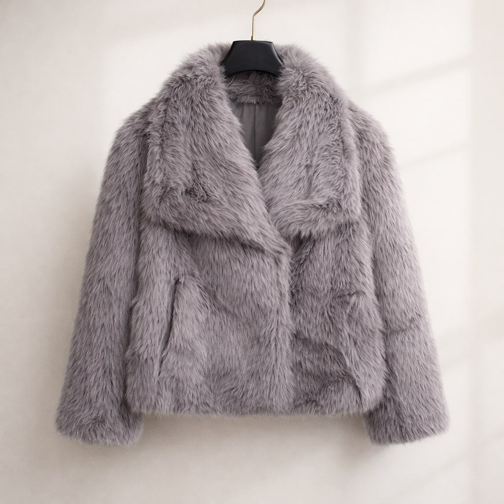 Valeria Fur-Style Cropped Jacket