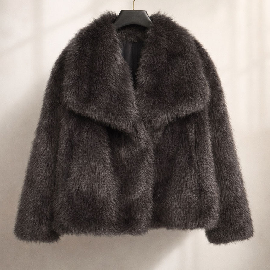 Valeria Fur-Style Cropped Jacket