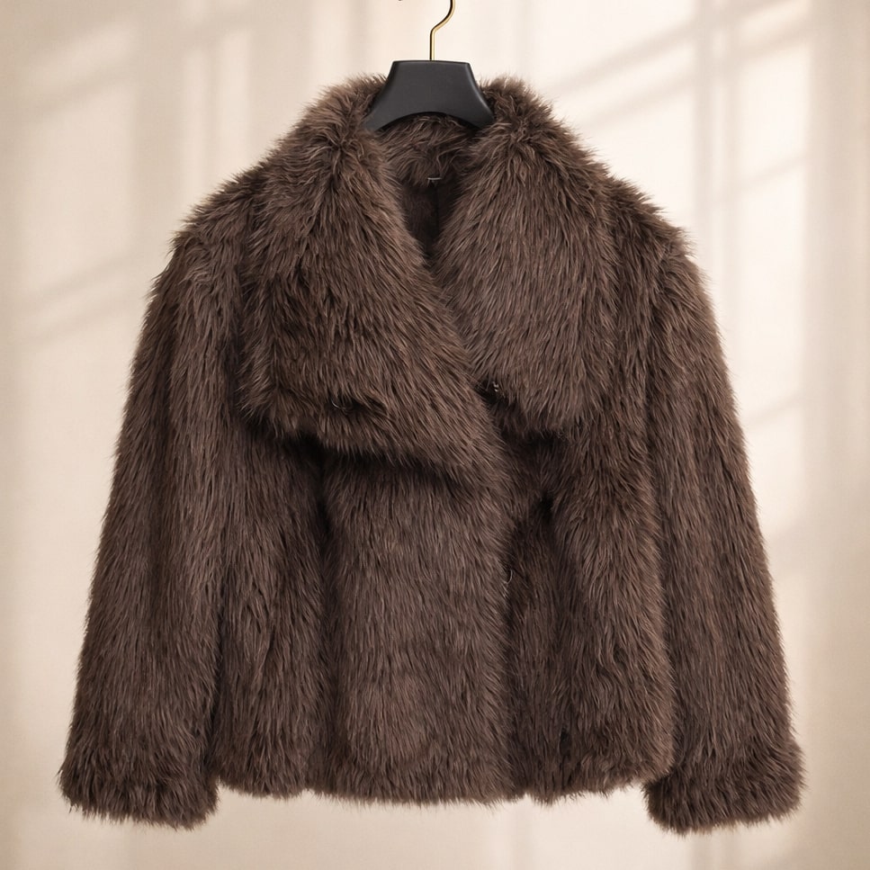 Valeria Fur-Style Cropped Jacket