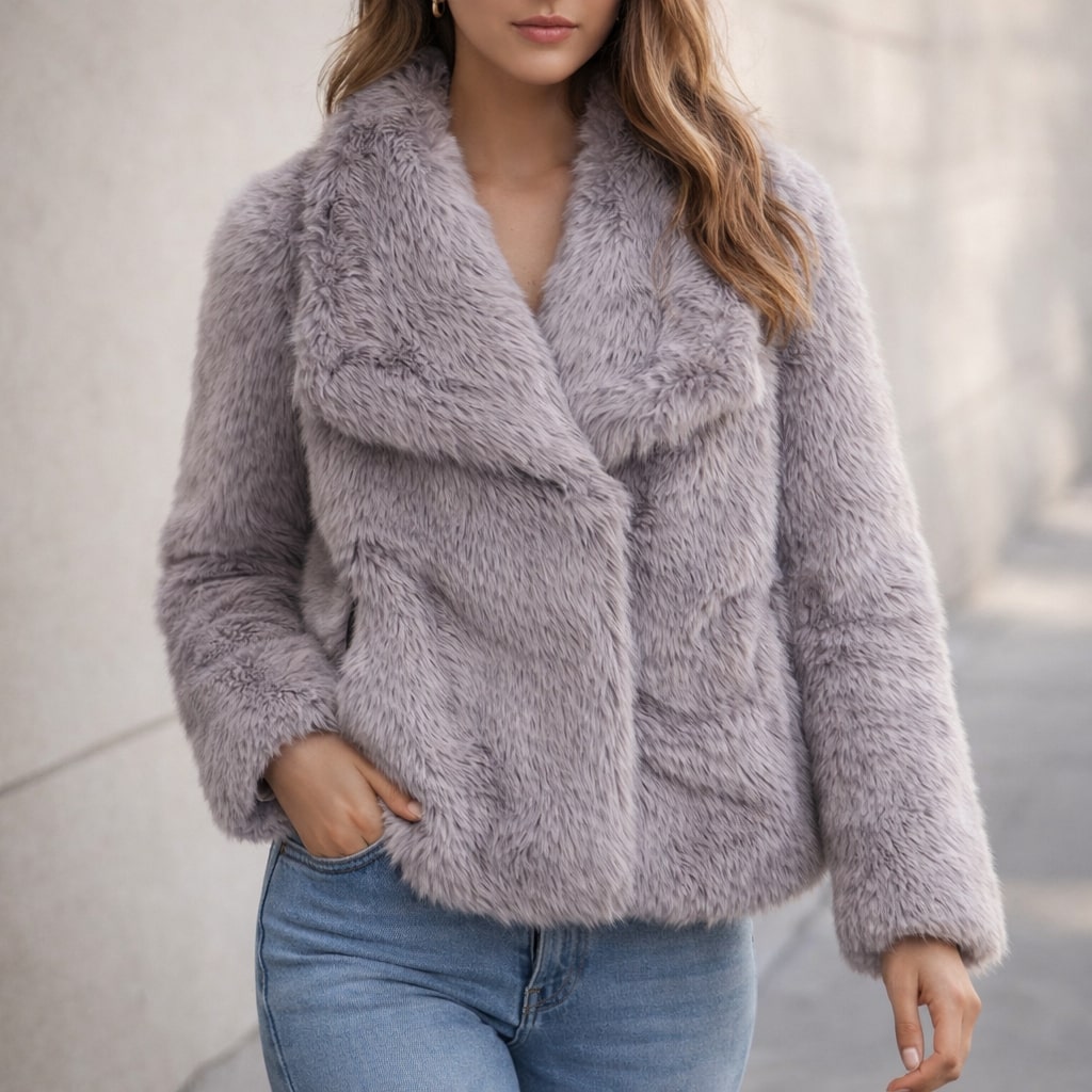 Valeria Fur-Style Cropped Jacket