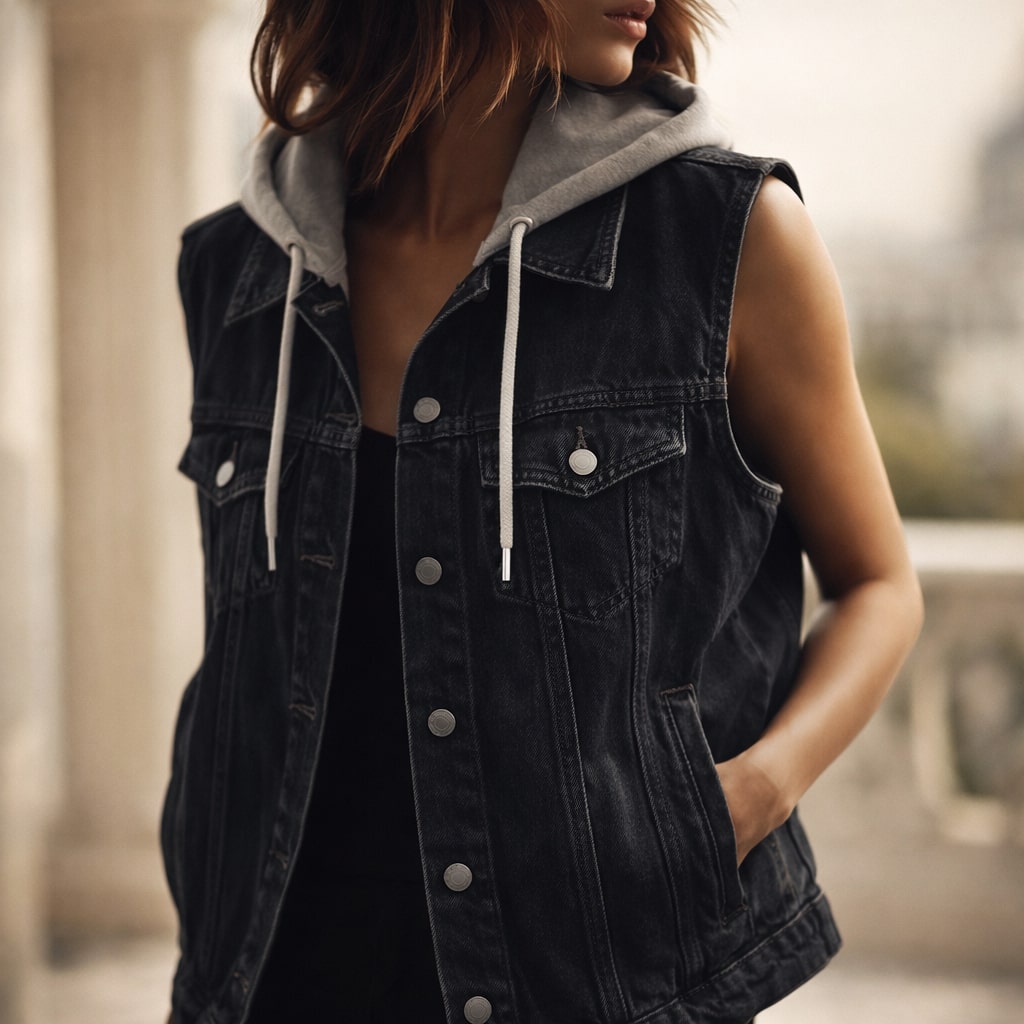 Giada Hooded Denim Vest