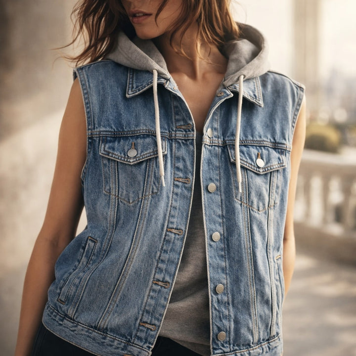 Giada Hooded Denim Vest