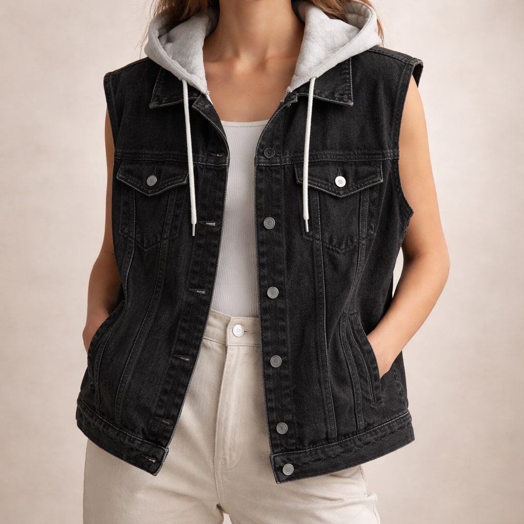 Giada Hooded Denim Vest