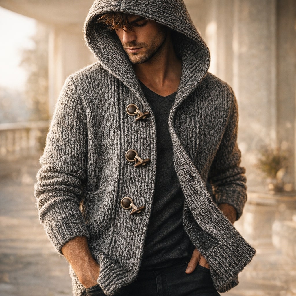 Giacomo Hooded Toggle Knit Cardigan