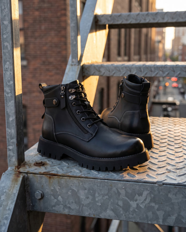 Nico Faux Leather Combat Boots