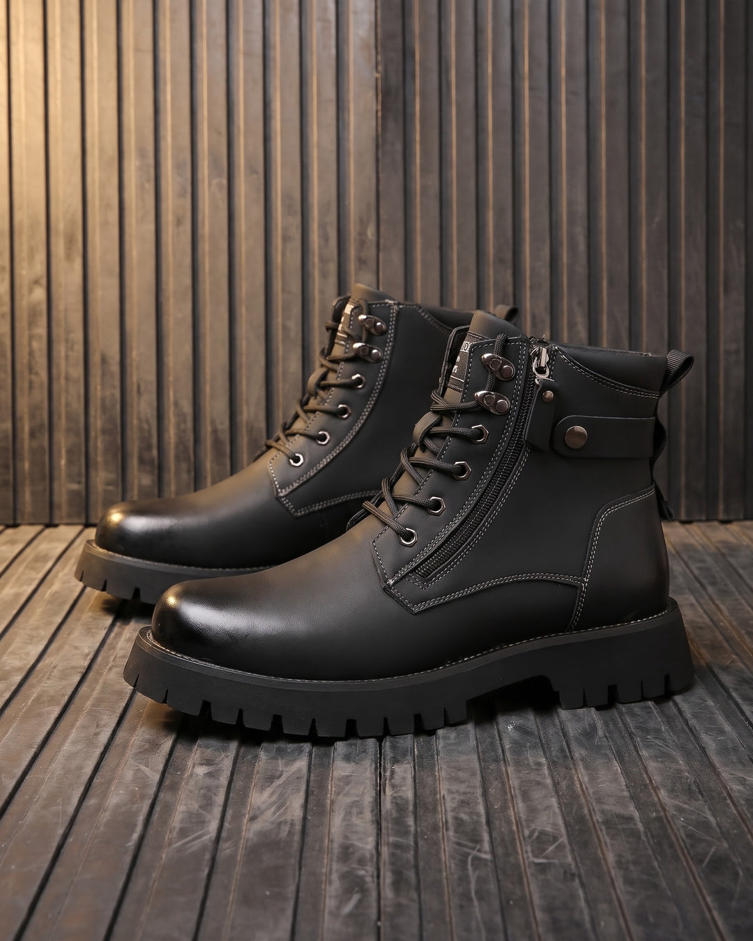Nico Faux Leather Combat Boots
