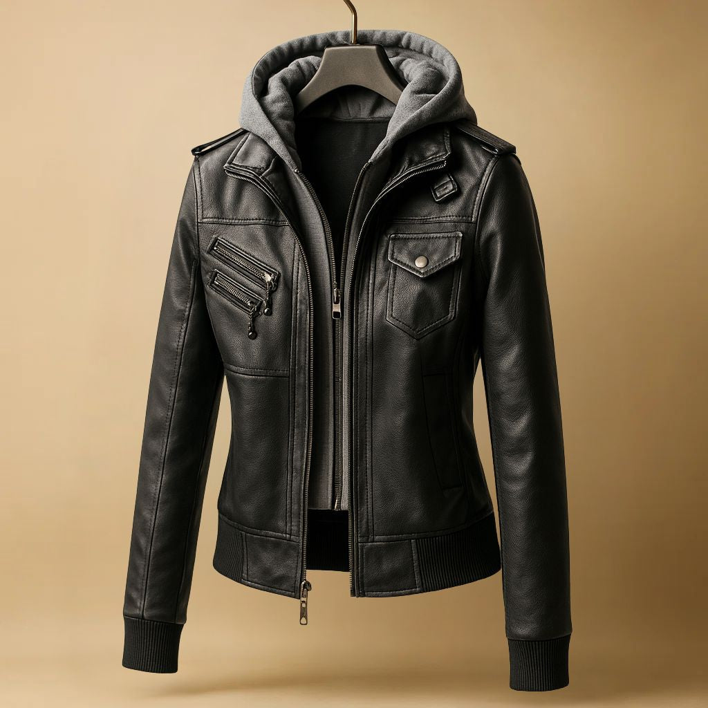 Alessia Hooded Leather Jacket
