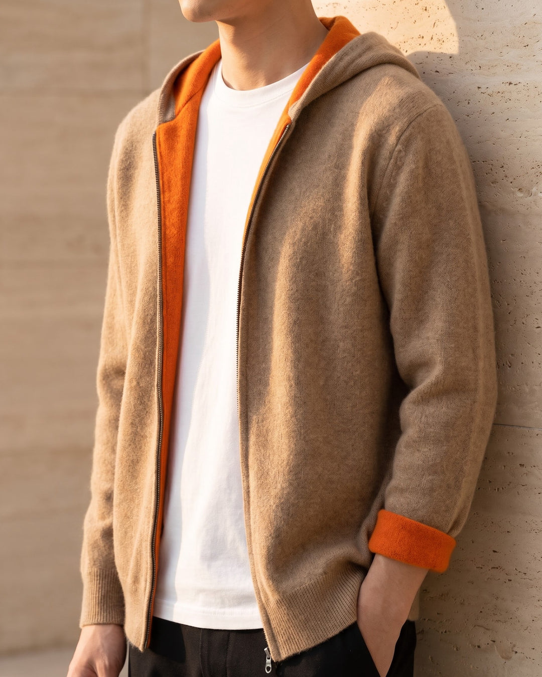 Vincenzo Reversible Cashmere Zip Hoodie