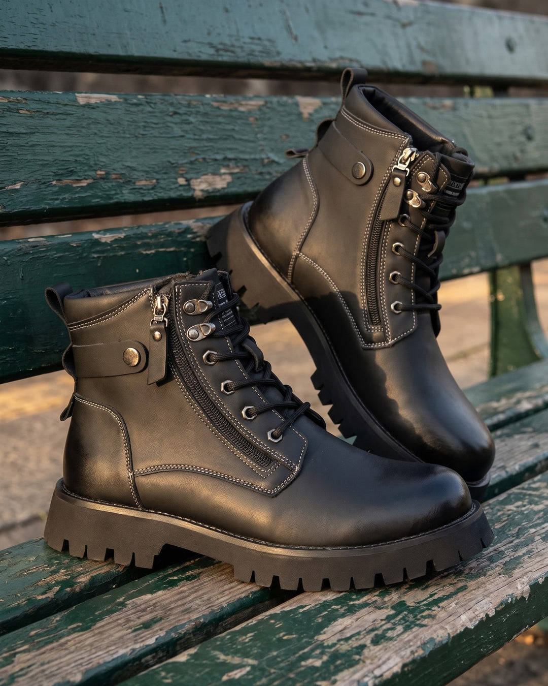 Nico Faux Leather Combat Boots