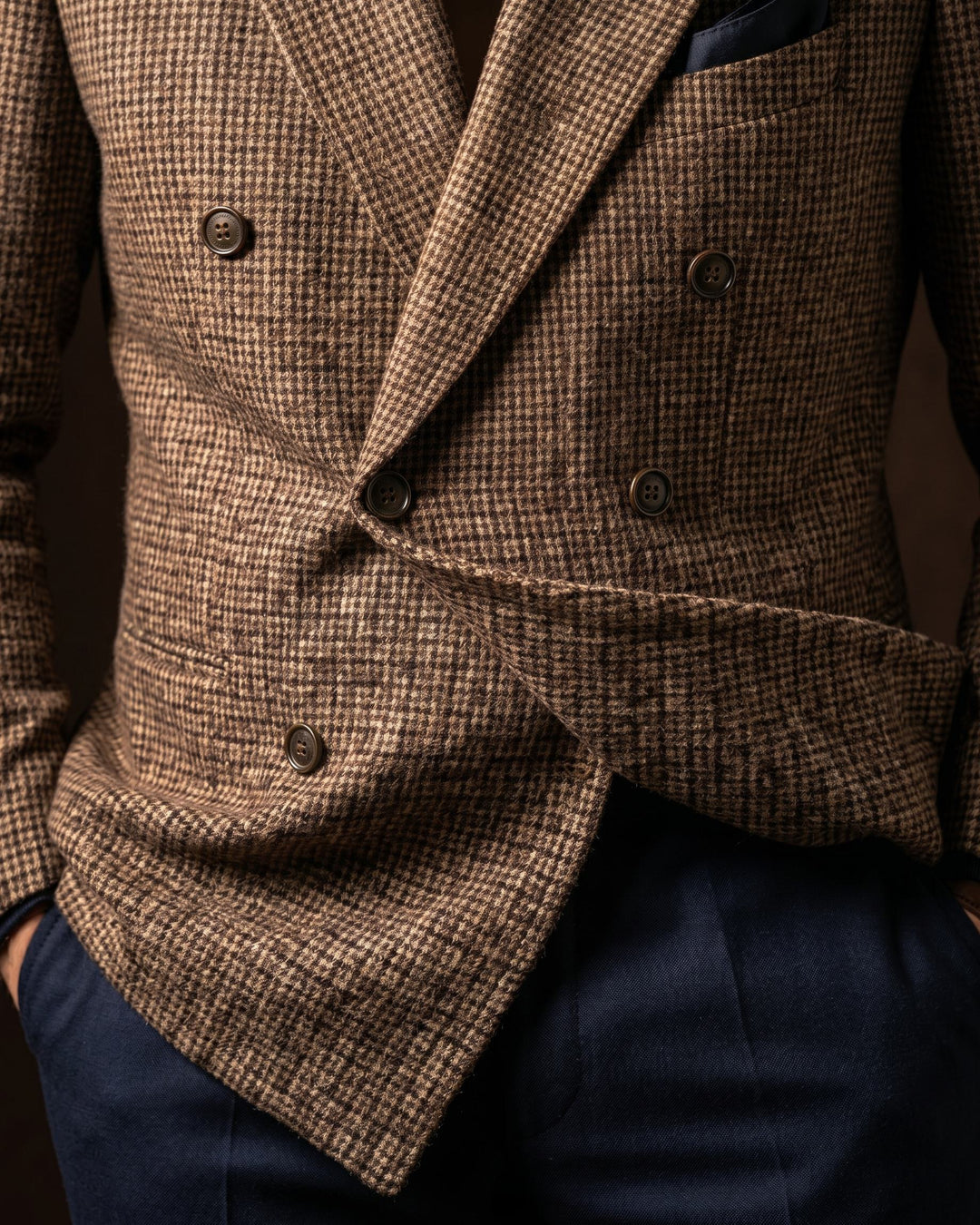 Simon Houndstooth Tweed Double-Breasted Blazer
