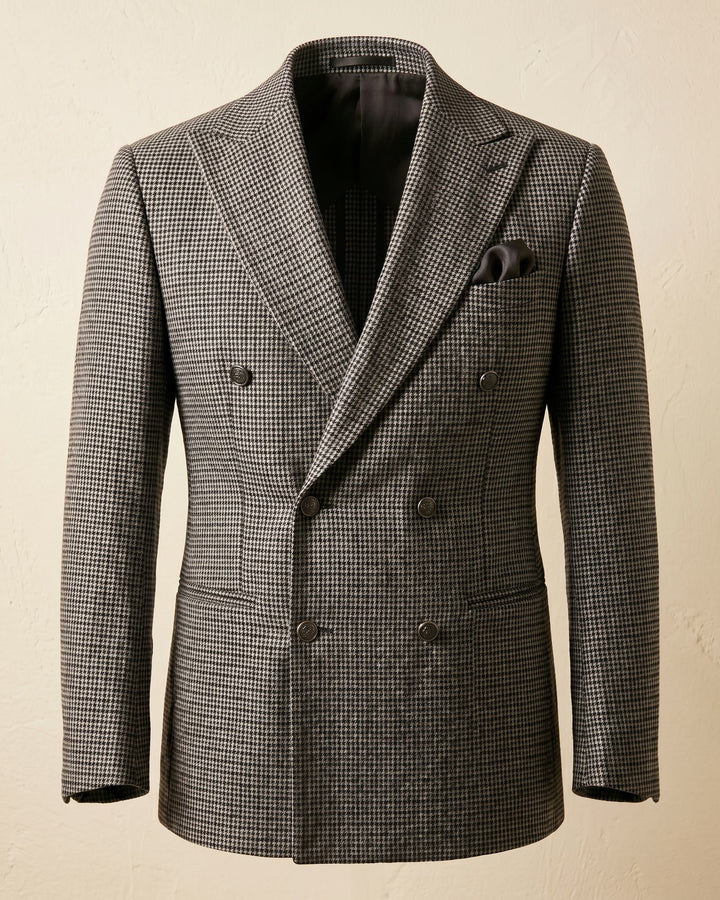 Simon Houndstooth Tweed Double-Breasted Blazer