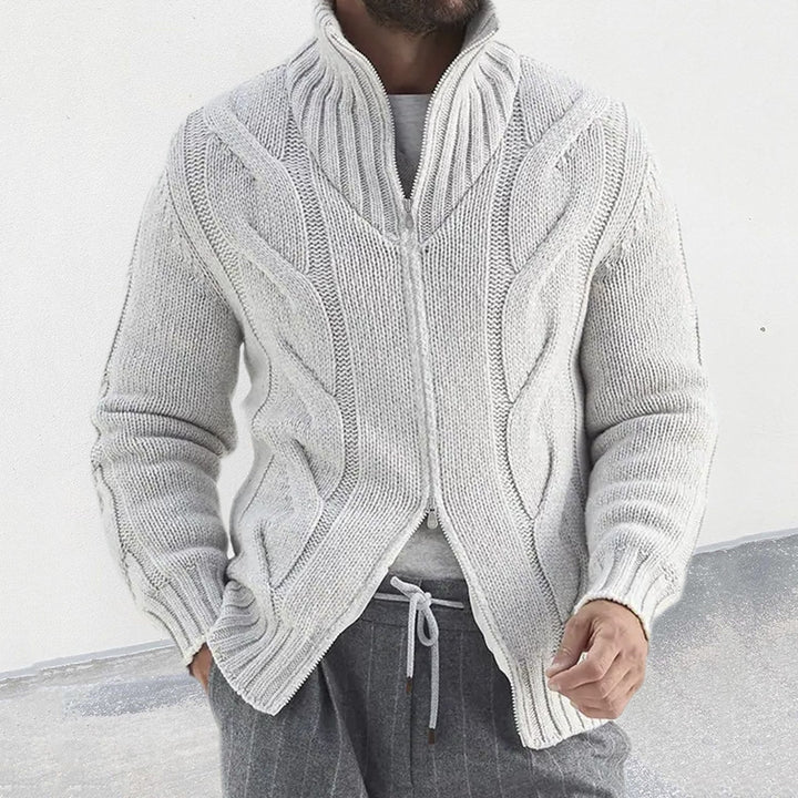 Stefano Cable-Knit Zip Sweater