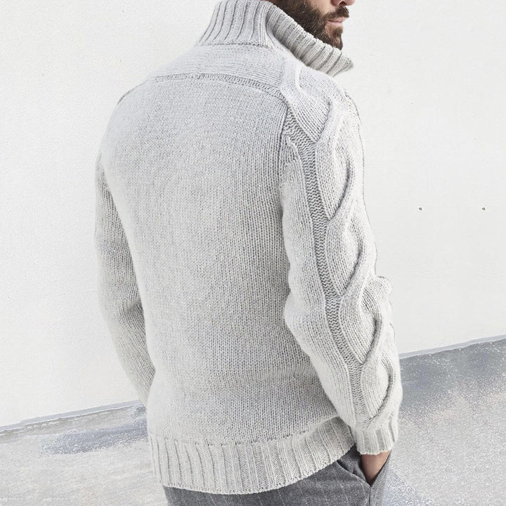 Stefano Cable-Knit Zip Sweater