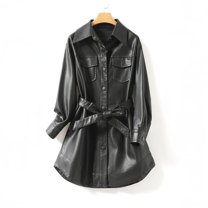 Noelia Belted Vegan Leather Jacket