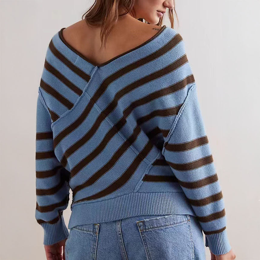 Luna Striped Off-Shoulder Sweater