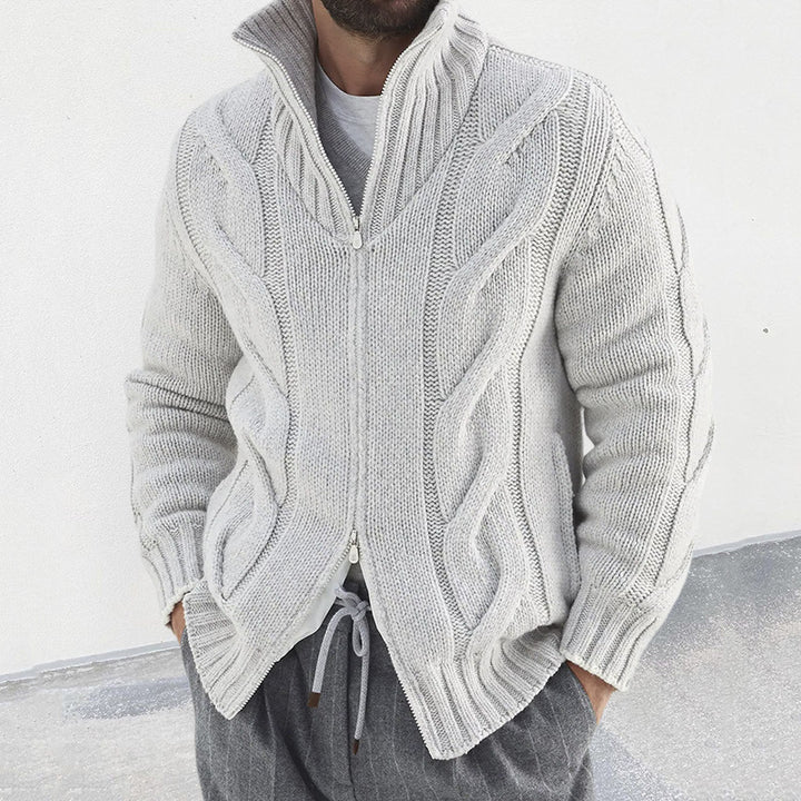 Stefano Cable-Knit Zip Sweater