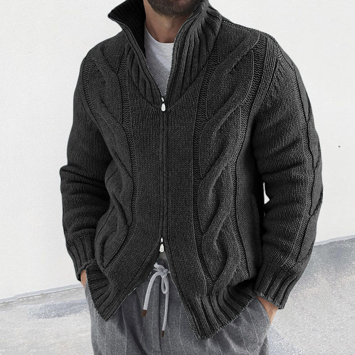 Stefano Cable-Knit Zip Sweater