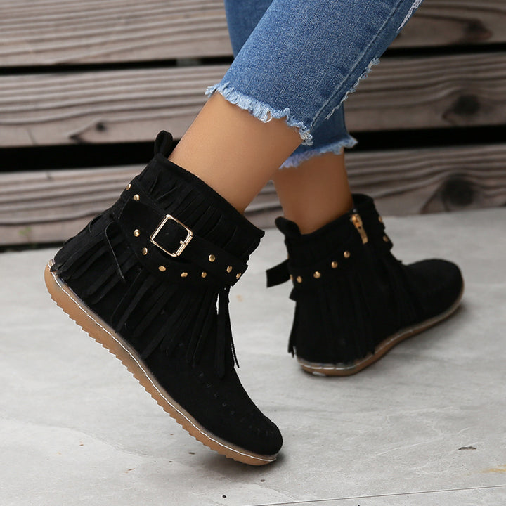 Esmeralda Fringe Vegan Leather Boots