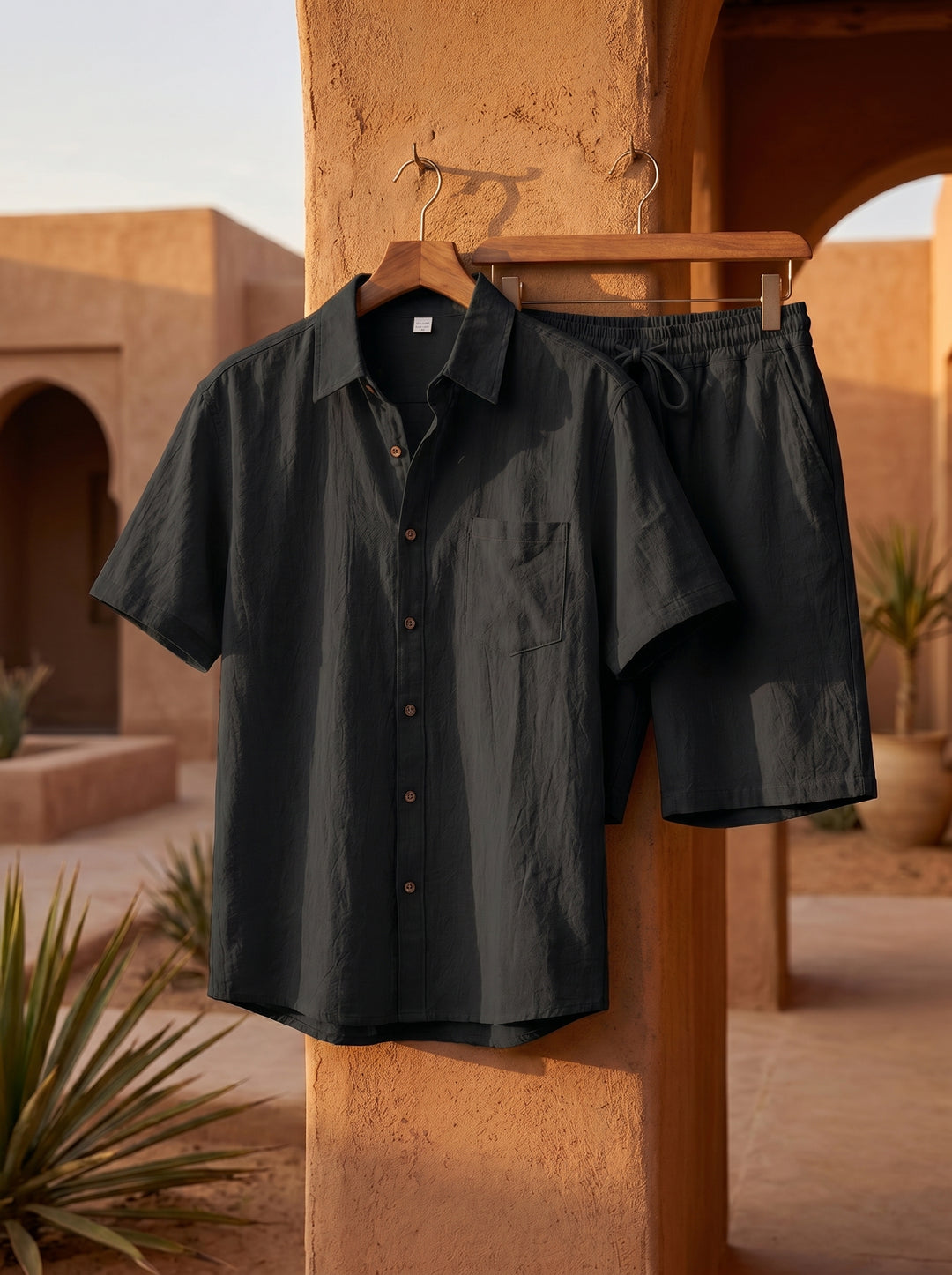 Xavier Linen-Blend Short-Sleeve Set