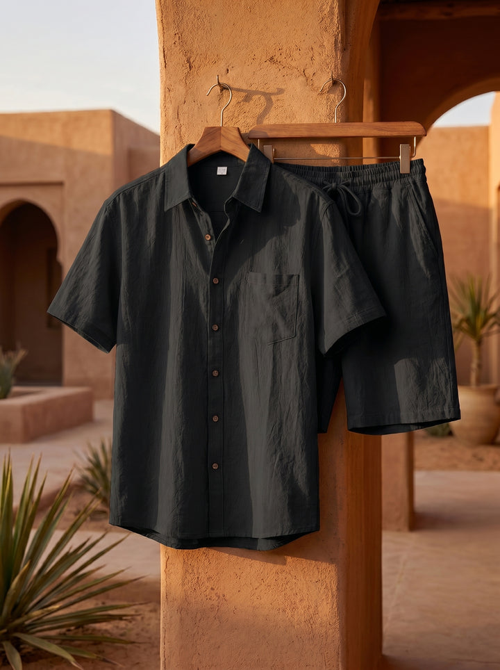 Xavier Linen-Blend Short-Sleeve Set