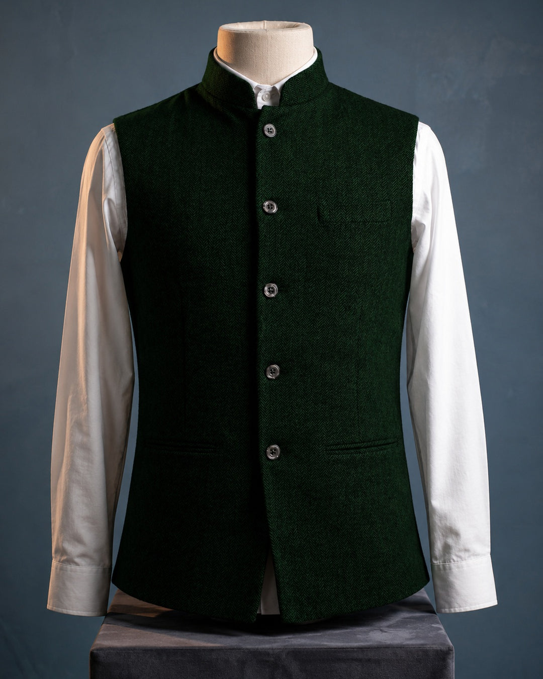 Augusto Herringbone Nehru Vest