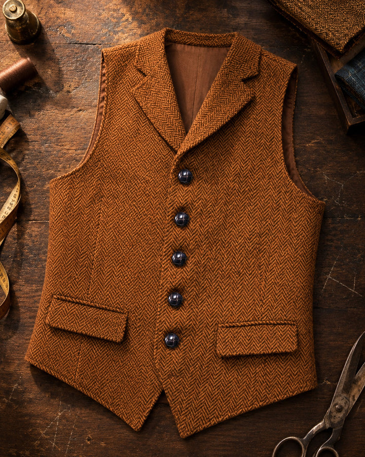 Isidoro Herringbone Tweed Vest