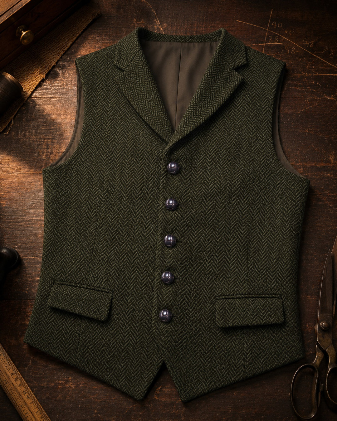 Isidoro Herringbone Tweed Vest