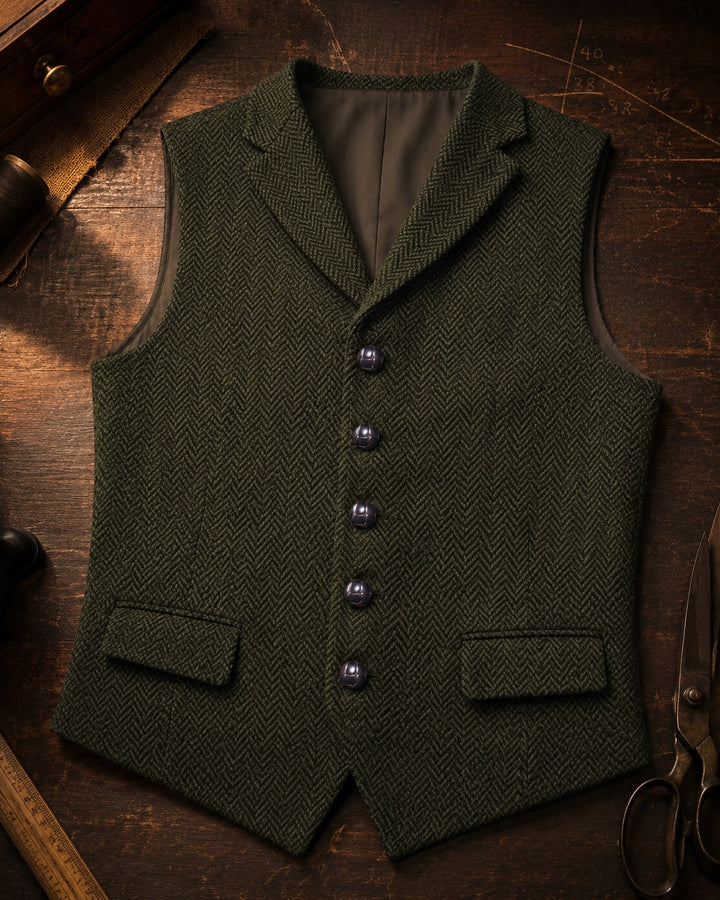 Isidoro Herringbone Tweed Vest