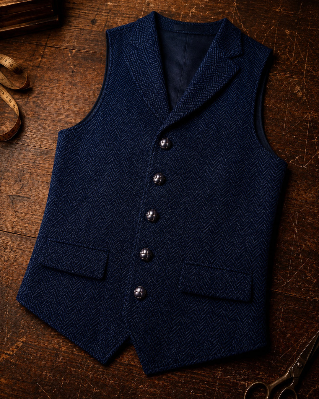 Isidoro Herringbone Tweed Vest