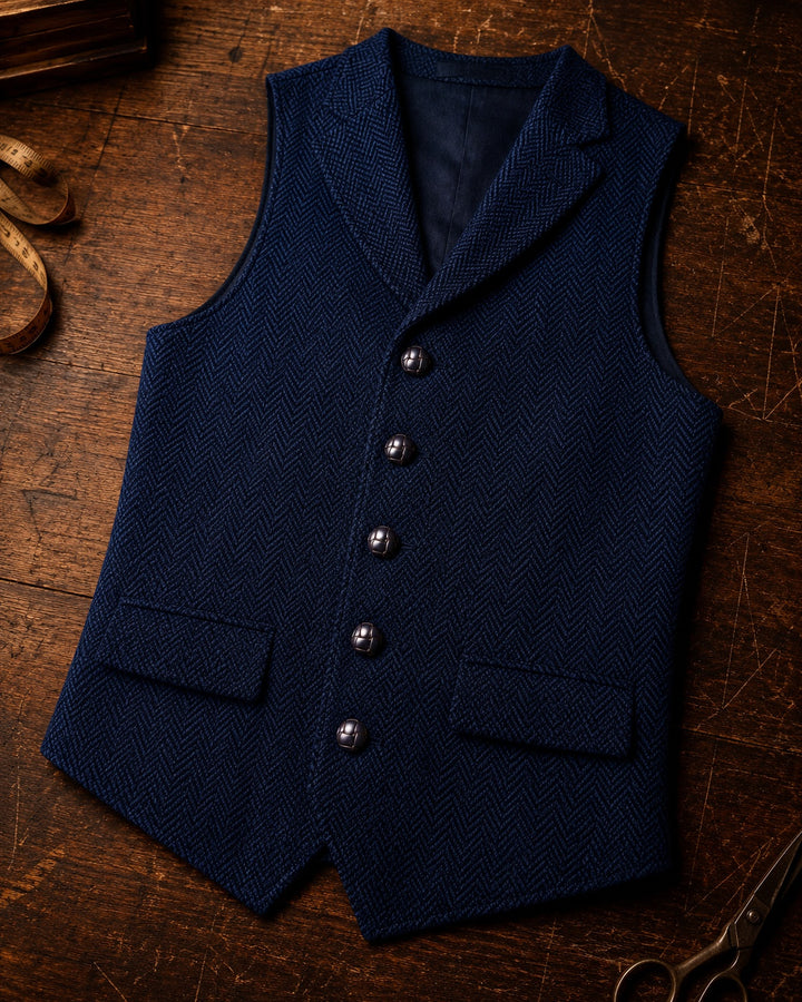 Isidoro Herringbone Tweed Vest