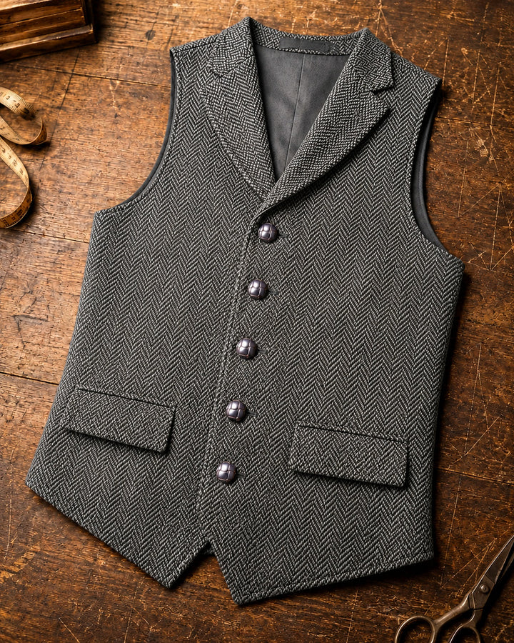 Isidoro Herringbone Tweed Vest