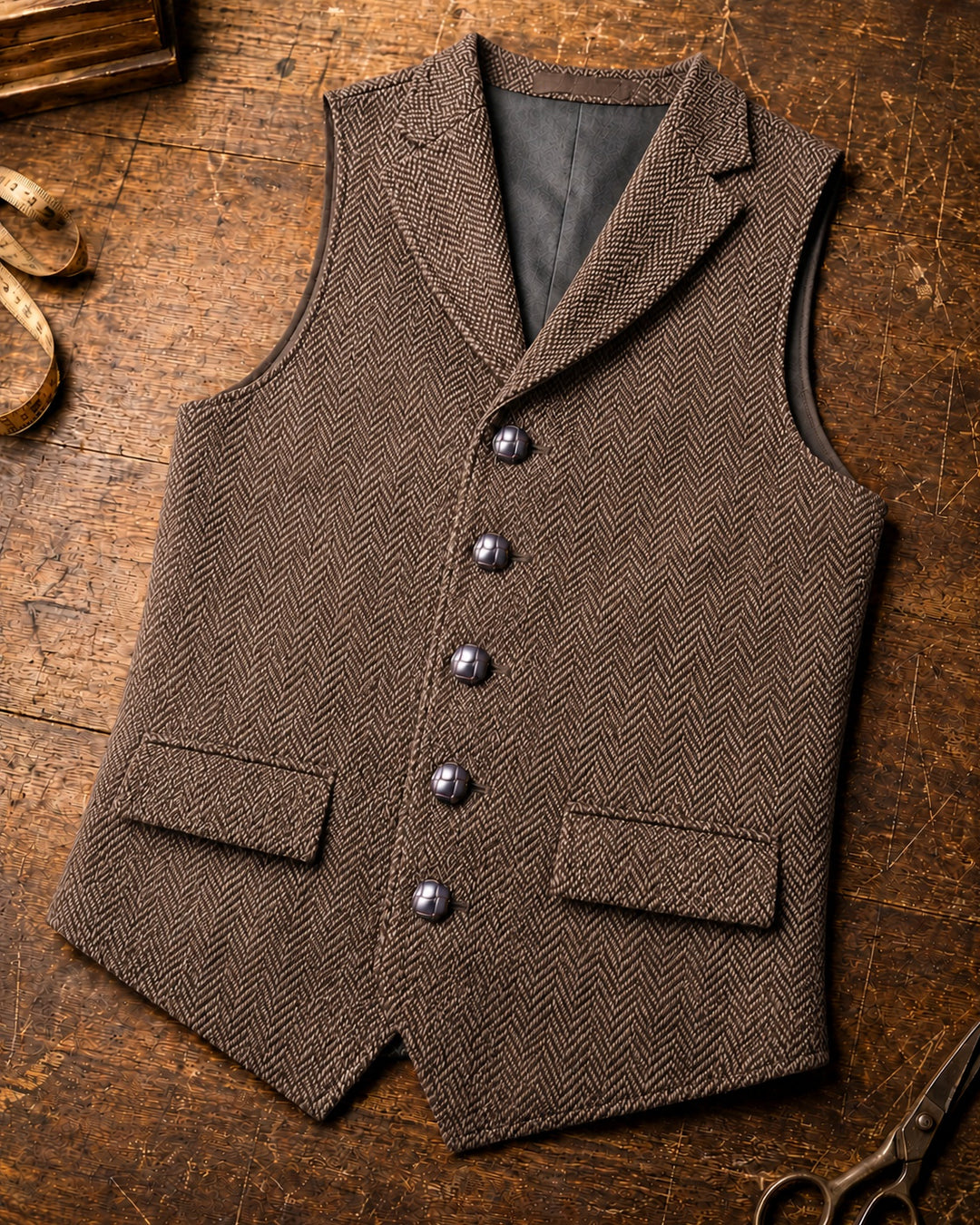 Isidoro Herringbone Tweed Vest