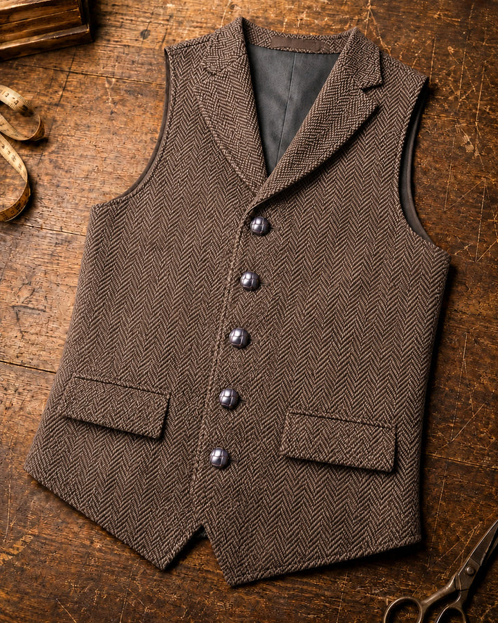 Isidoro Herringbone Tweed Vest