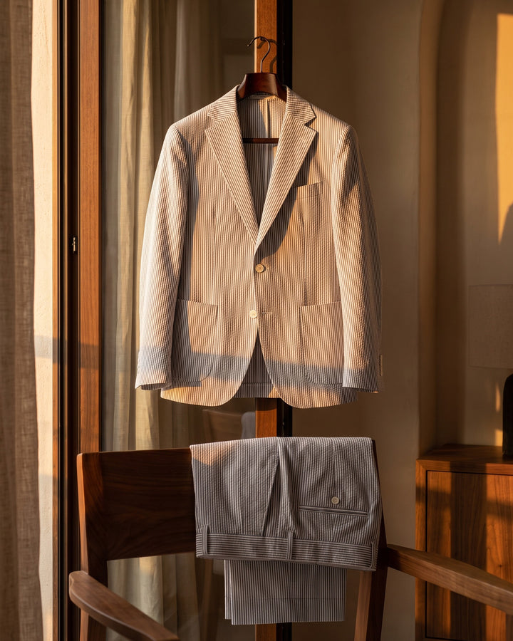 Roberto Cotton Seersucker Suit Set