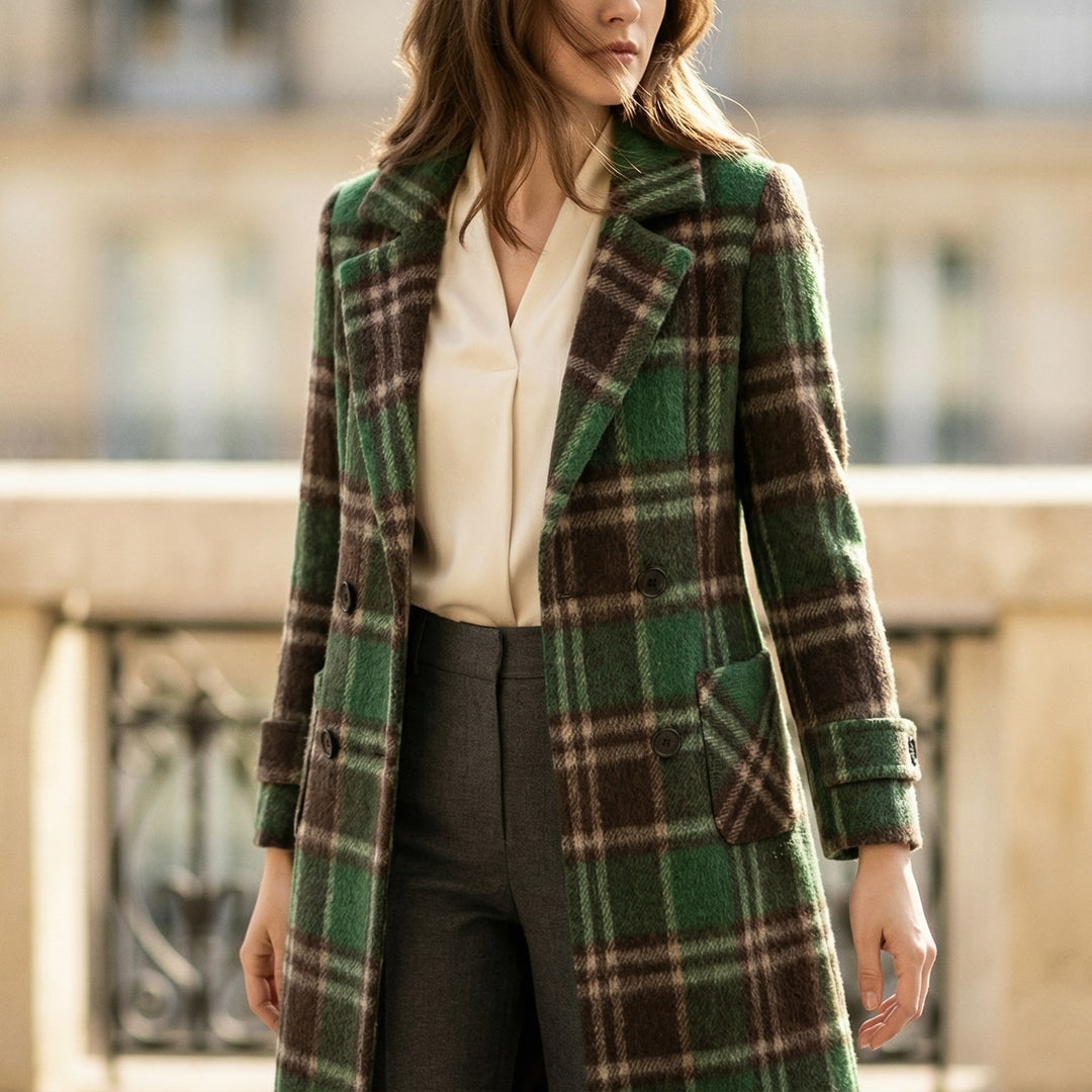 Valentina Cashmere Check Coat