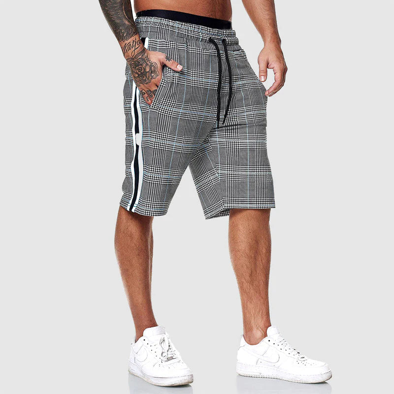 Serapio Plaid-Stripe Lounge Shorts