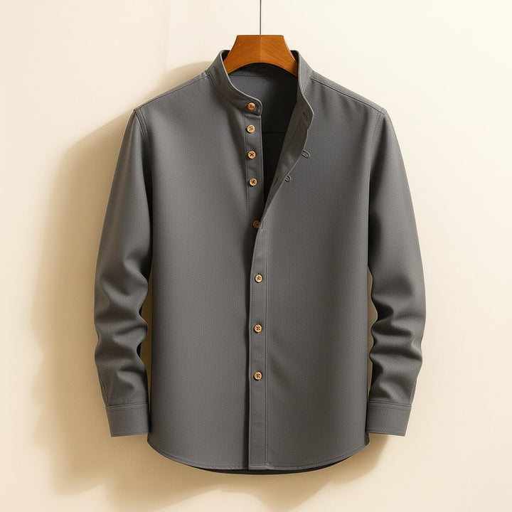 Lucas Linen Stand Collar Shirt