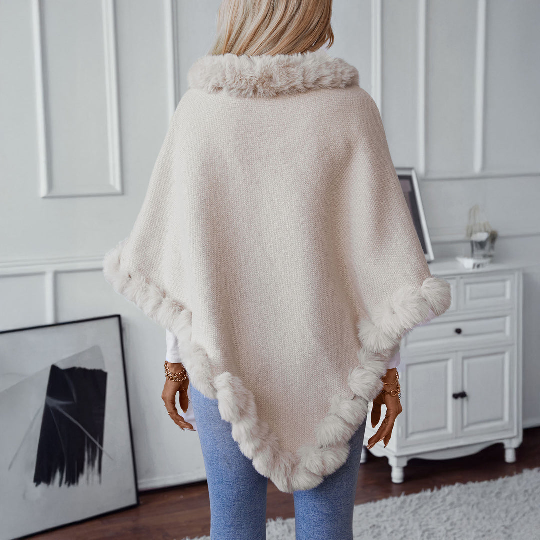 Elysia Faux Fur-Trimmed Poncho