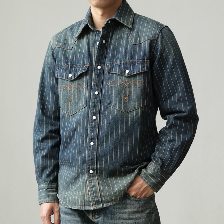 Leon Pinstripe Denim Shirt