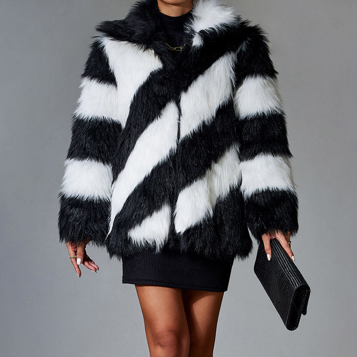 Arianna Faux Fur Striped Jacket