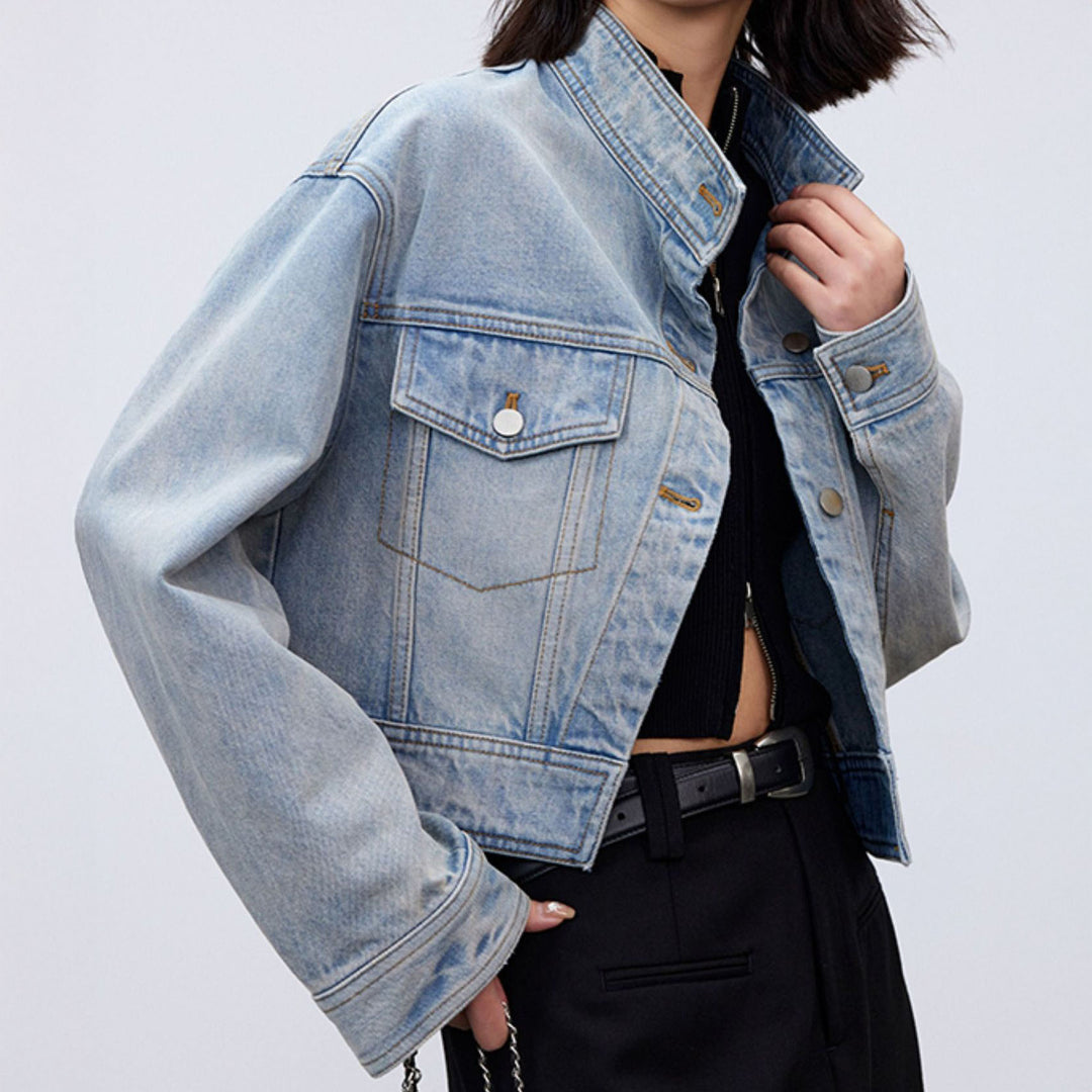 Vittoria High-Neck Denim Jacket