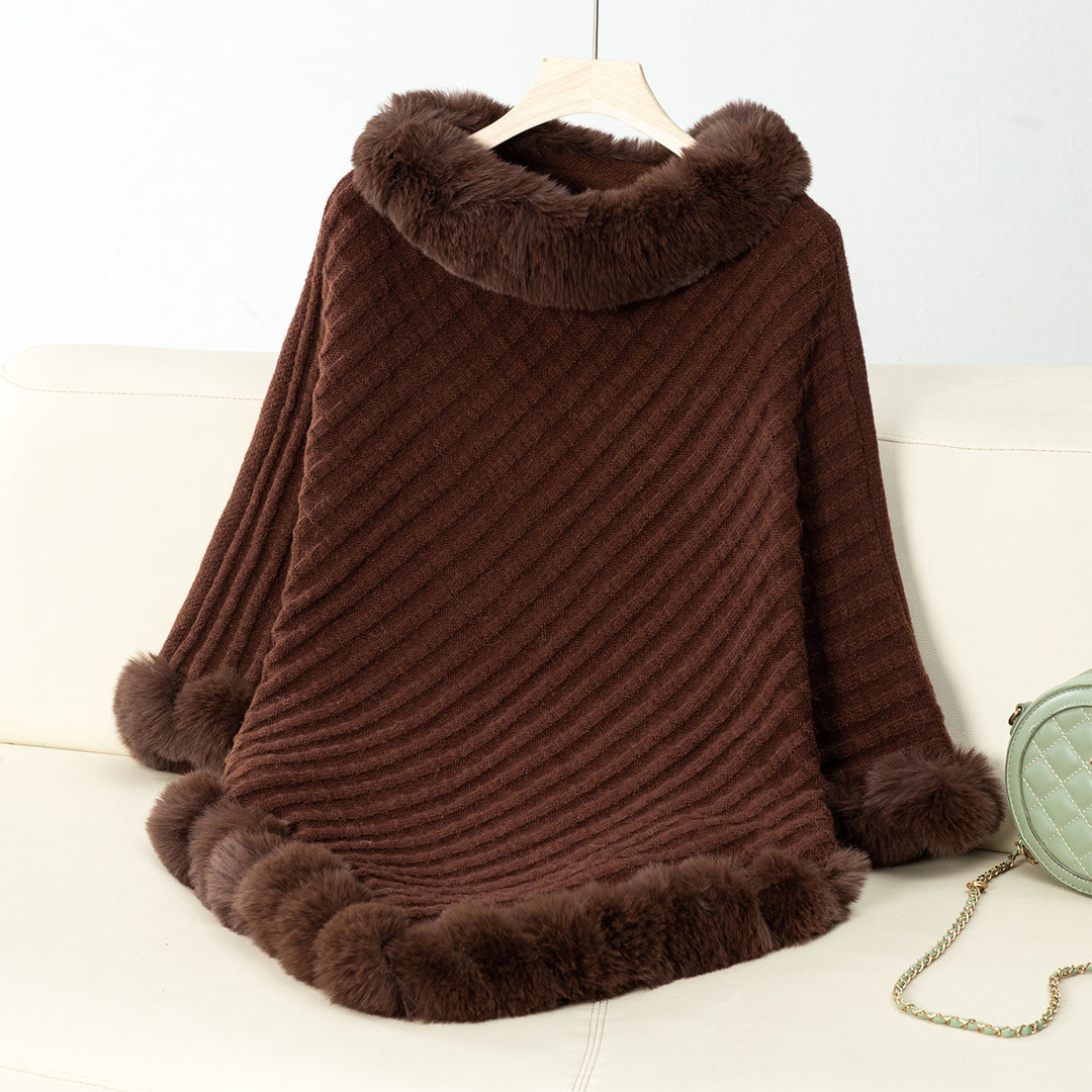 Elysia Faux Fur-Trimmed Poncho