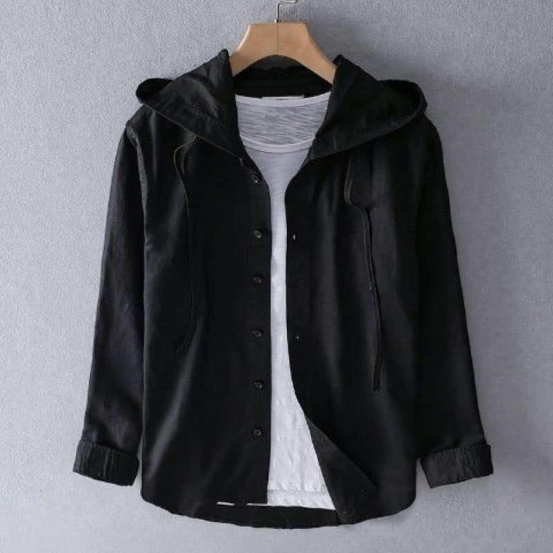 Nicolas Linen Hooded Shirt