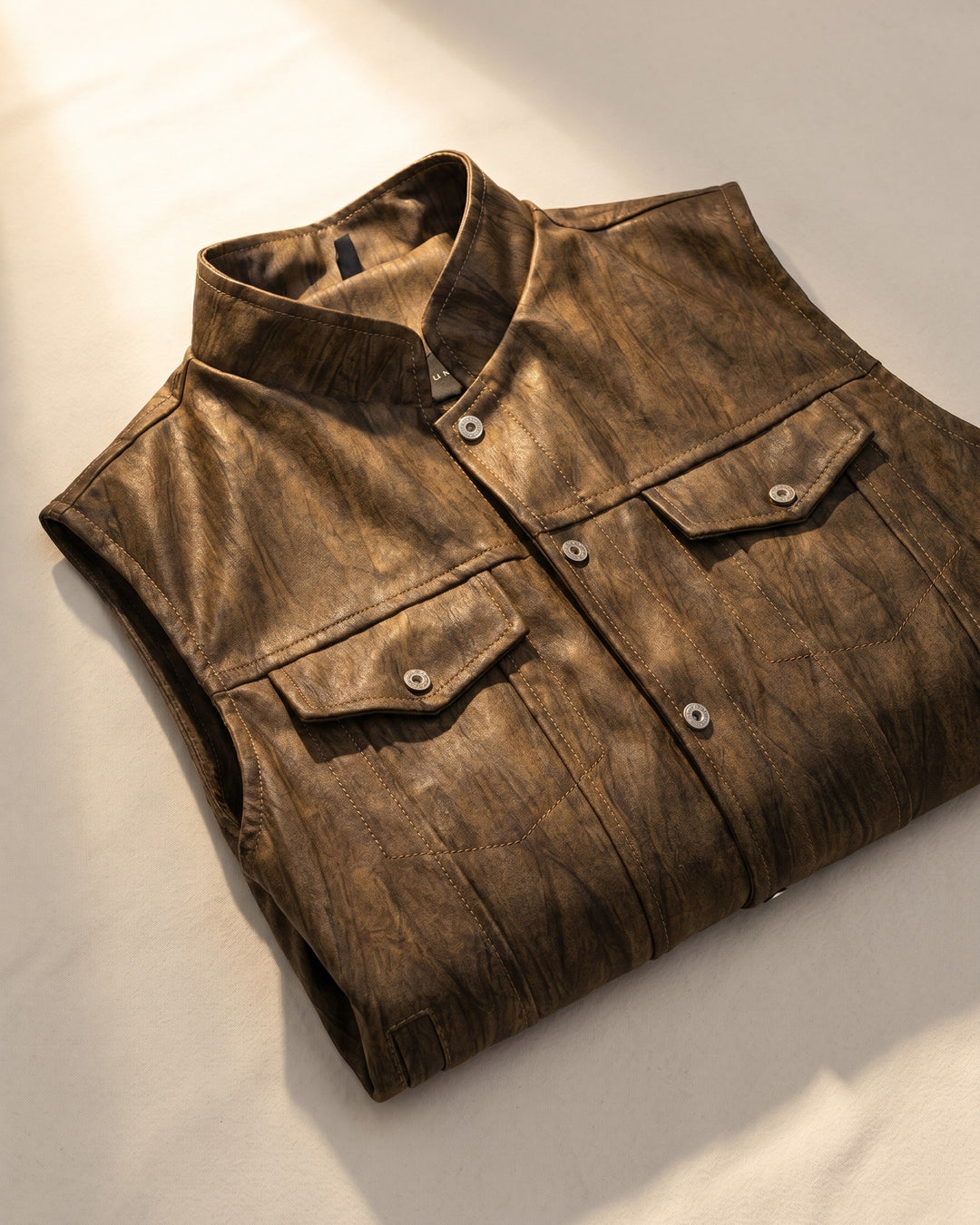 Antonio Faux Leather Vest Jacket