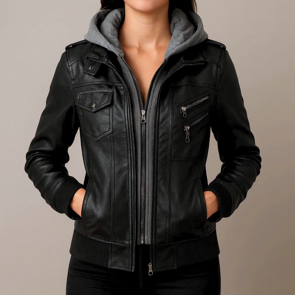 Alessia Hooded Leather Jacket