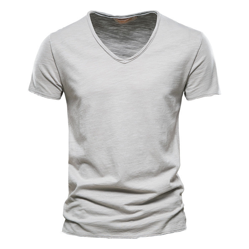 Valerio Slub-Cotton V-Neck Tee