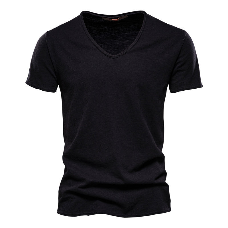 Valerio Slub-Cotton V-Neck Tee
