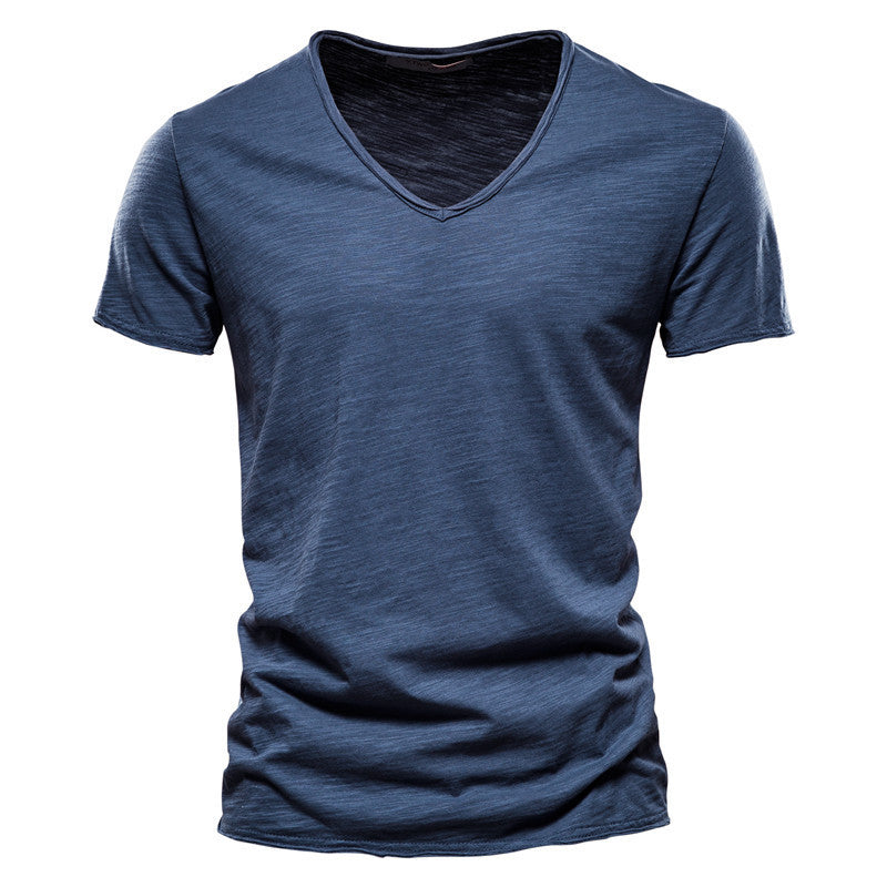Valerio Slub-Cotton V-Neck Tee