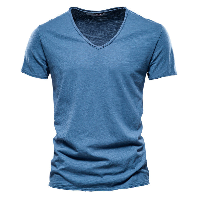 Valerio Slub-Cotton V-Neck Tee